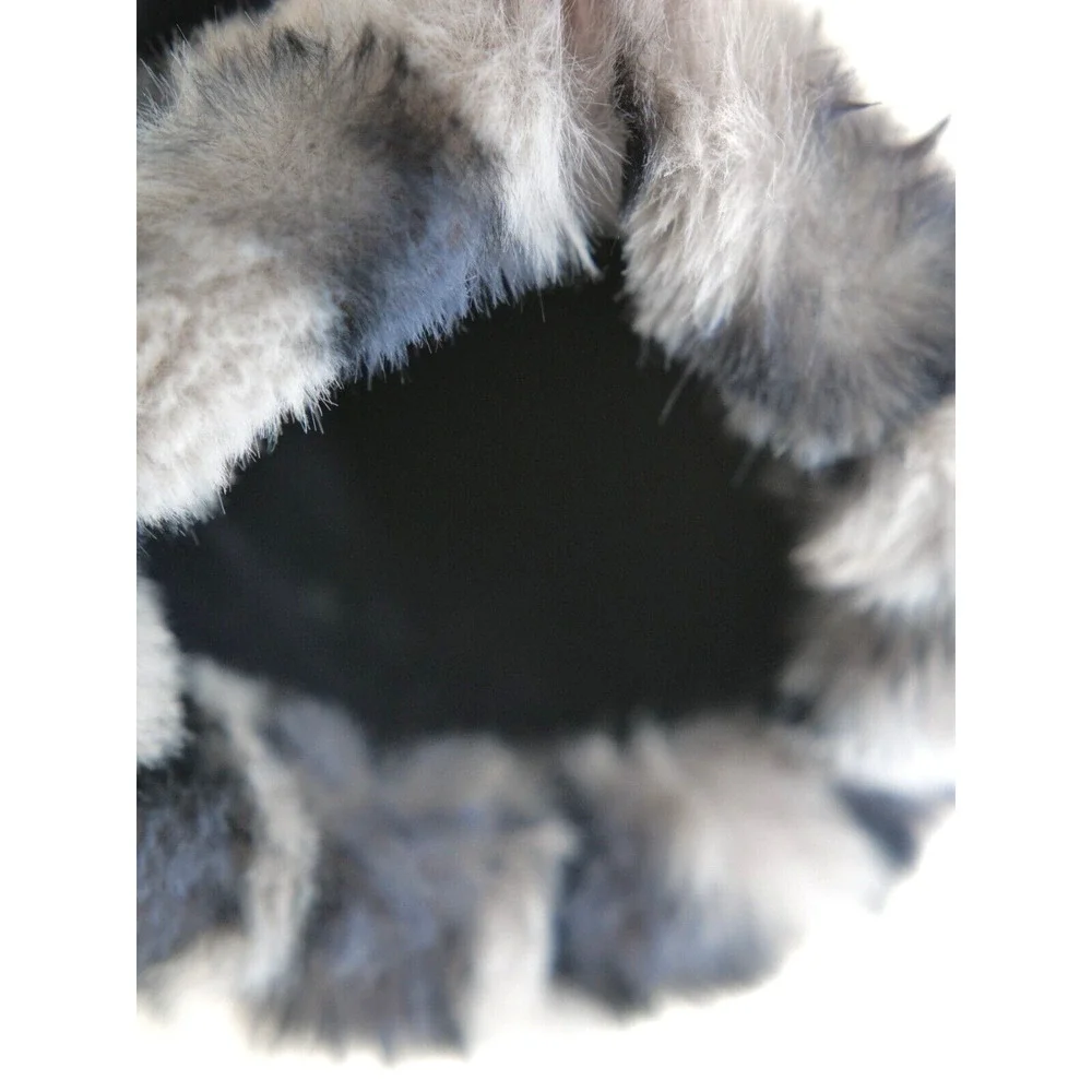 Fur Glove Women Black/Grey Leopard Faux Fur Trim and blue. Very soft fur